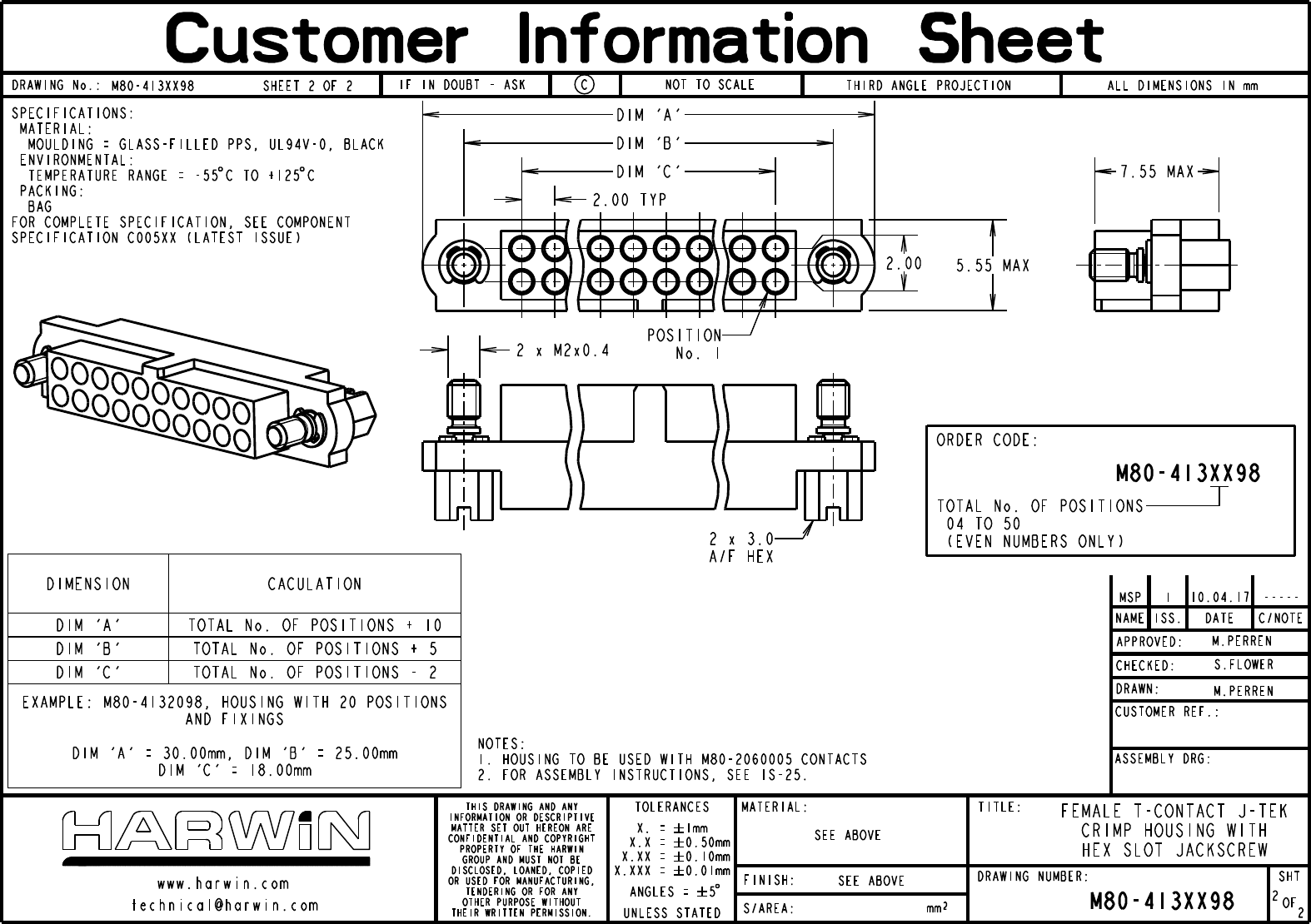 M80413xx98 Drawing Datasheet by Harwin Inc. DigiKey Electronics